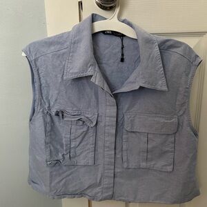 Zara Light Blue Sleeveless Top